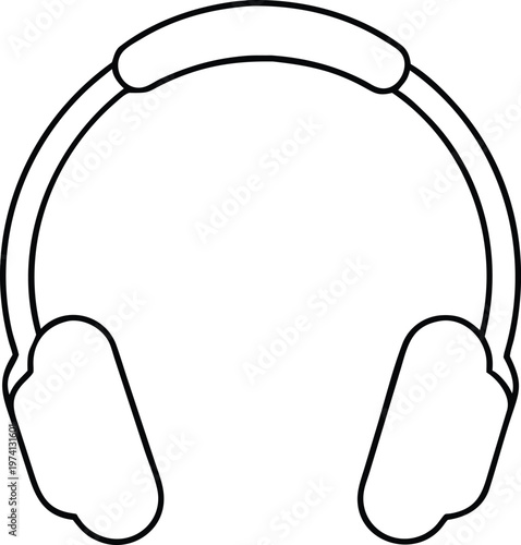 Simple black outline drawing of over ear headphones or winter earmuffs