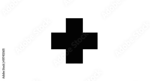 Black Plus Sign Symbol Icon.
