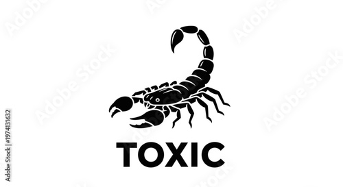 Black scorpion with toxic warning sign.