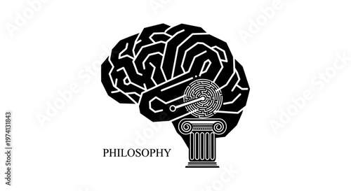 Brain with gear on column base.