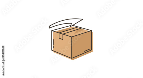 Brown cardboard box with lid open.