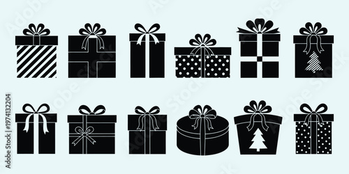 Black and white gift collection a festive array of present silhouettes