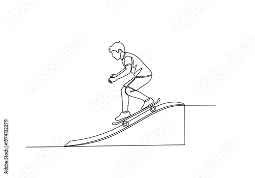 Child riding skateboard on playground ramp background