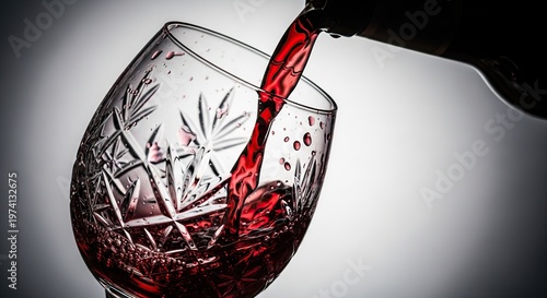 Wine pouring into a crystal glass, elegant and refined.