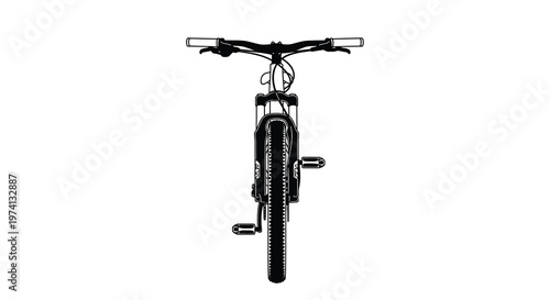 Black and white illustration of a mountain bike s front section