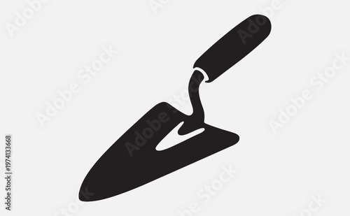  Black minimalist arrow-shaped garden trowel tool isolated on transparent background