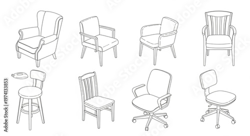 Elegant Chair Sketches - A Collection of Diverse Seating Designs.