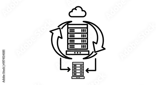 Cloud server data sync icon.