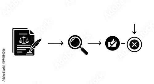 Document verification process icon set.