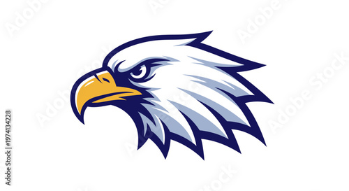 Eagle head logo with yellow beak.