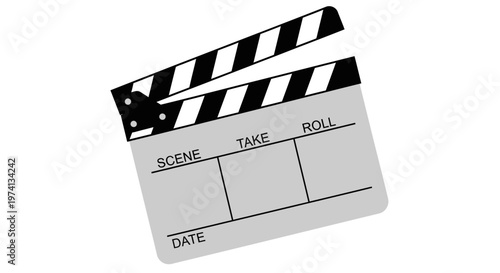 Film clapper board on white background.