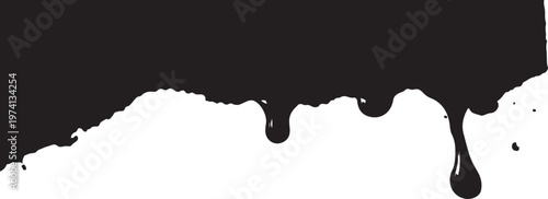 Black ink drips on white background