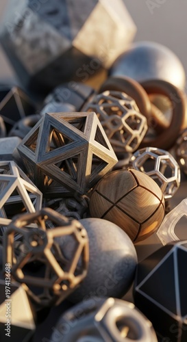 Geometric Shapes Composition - A Detailed Close-Up.