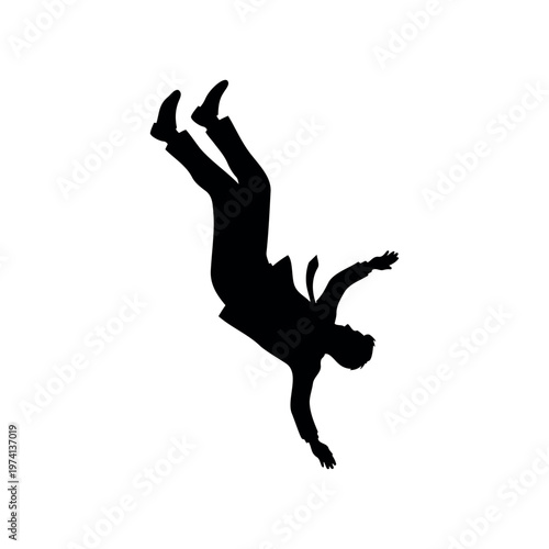 Man falling down silhouette vector flat illustration design.