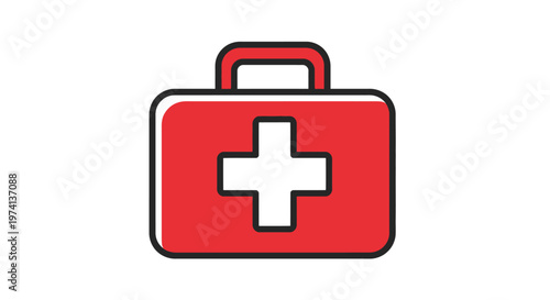 Red Medical First Aid Kit Box.