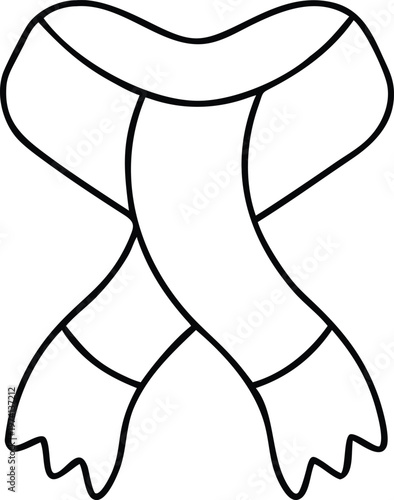Simple black outline of a symmetrically tied fashion scarf, perfect for seasonal accessory display