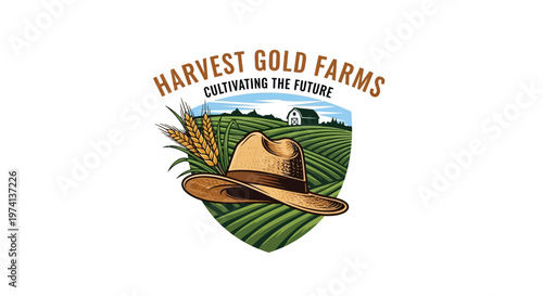 Harvest Gold Farms Logo Illustration.
