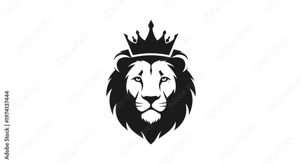 Fototapeta premium Lion wearing a crown head.