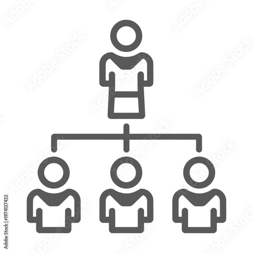 Vector of a hierarchical team structure featuring a leader and three team members