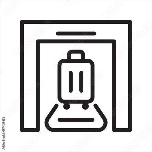 Baggage scanner, linear icon. Airport security and luggage inspection. Line with editable stroke.
