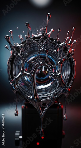 Abstract Liquid Metal Sculpture - A Dynamic Artistic Composition.