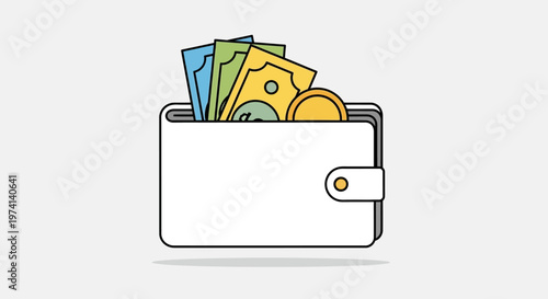 Wallet with money and currency bills.