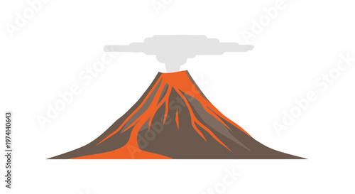 Volcano Erupting with Lava Flow.