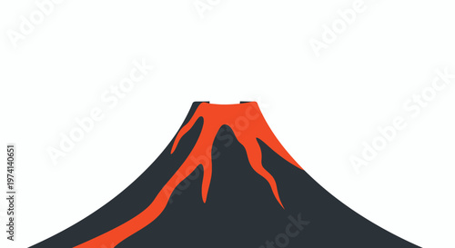 Volcano with lava flow eruption.