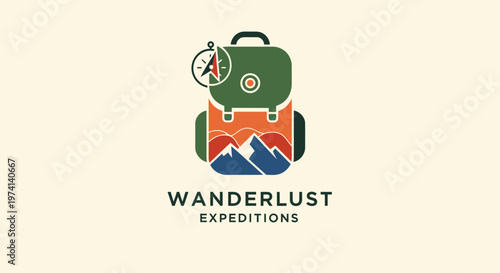 Wanderlust Expeditions Travel Logo Design.