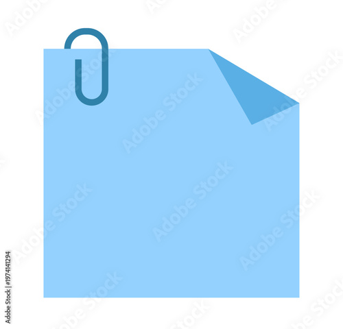 blue paper clip office student clipart sticky note post it illustration