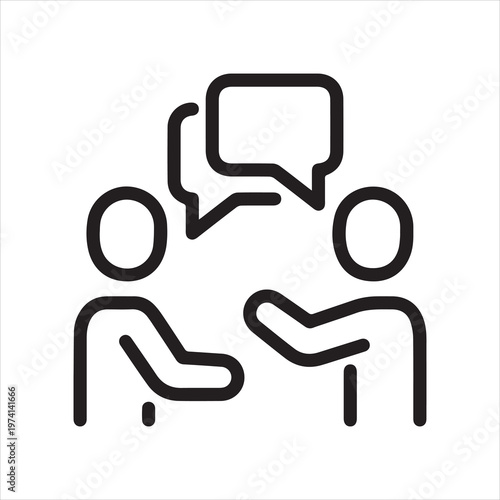 Two people talking, linear icon. Communication and dialogue concept. Line with editable stroke.