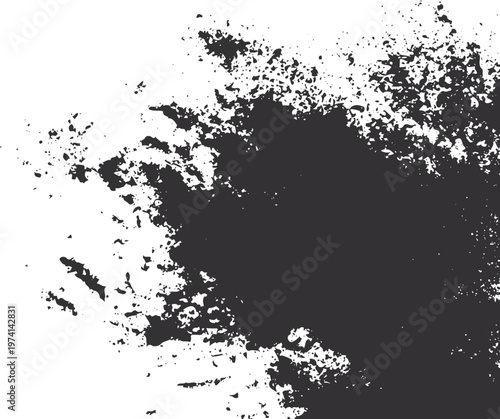 Dark grey splatter texture on white background