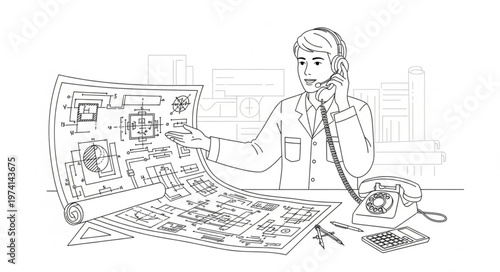 Doctor talking on phone in hospital room with patient.