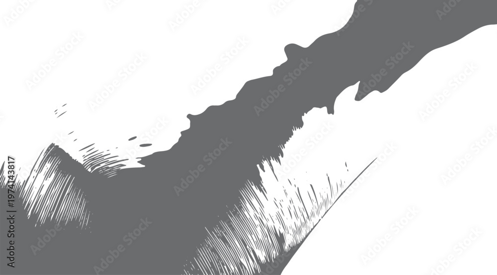 Fototapeta premium Gray abstract brush strokes on white background