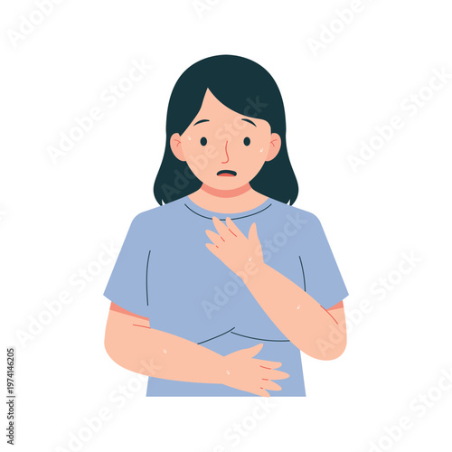 Anemia Symptoms Woman Flat Character Illustration