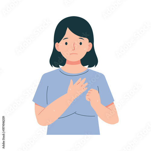 Anemia Symptoms Woman Flat Character Illustration