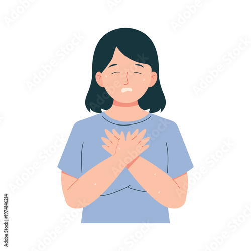 Anemia Symptoms Woman Flat Character Illustration