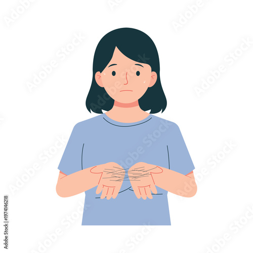 Anemia Symptoms Woman Flat Character Illustration