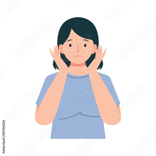 Anemia Symptoms Woman Flat Character Illustration