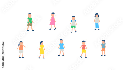 夏を過ごす子どもたちのイラストセット