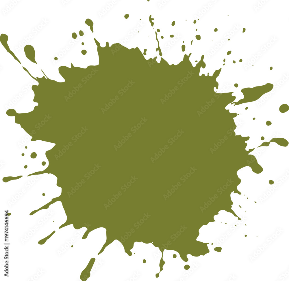 Fototapeta premium Olive green ink splatter on white background