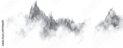 Misty mountain peaks watercolor texture