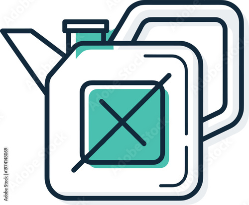 Green jerrycan fuel container icon for gasoline storage and transportation industry equipment design.