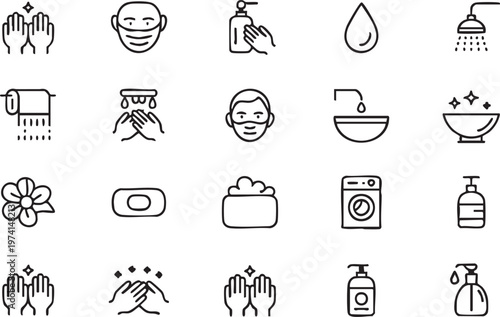 Handwashing and Sanitization Icons Set for Public Health Awareness