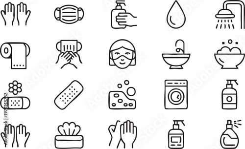 Sanitization Icons Pack for Health, Safety and Disinfection