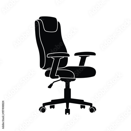 Modern black office chair on wheels with adjustable features for ergonomic seating comfort