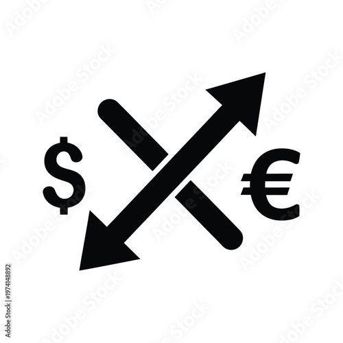 symbol of currency exchange between usd and euro currencies for financial transactions