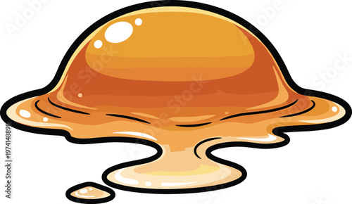 Melted orange substance dripping with bubbles on gray checkered background, abstract concept.