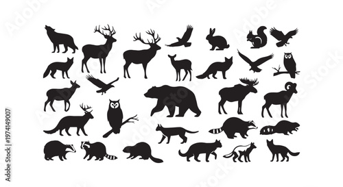 Intricate black and white illustration showcasing a diverse collection of animals in a seamless repeating pattern