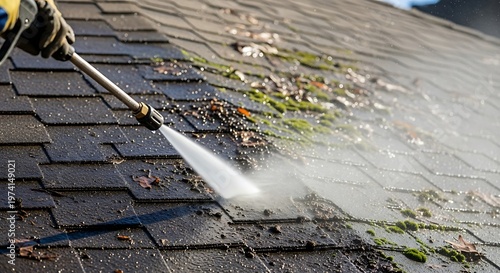 Roof Cleaning - High-Pressure Washing Removes Debris and Algae.